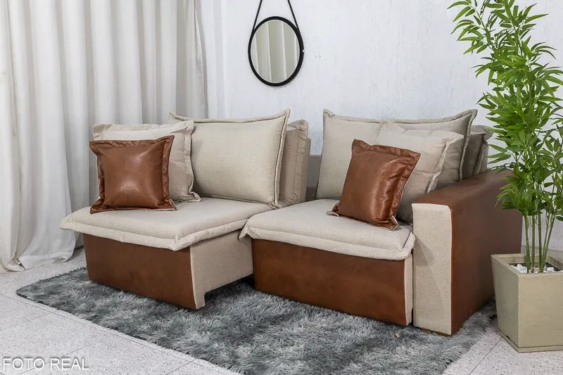 Sofá Retrátil Reclinável 2.20m Corinto Linho Bege Cru 08 Innove Liso - Sem Caixa Imagem