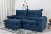 Sofá Retrátil Reclinável Califórnia 2.50m Veludo Azul 529 - D28 Hiper soft - Foto 3
