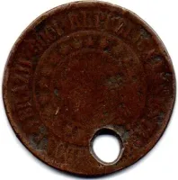 1909 - 40 Réis - Moeda Brasil - Furo