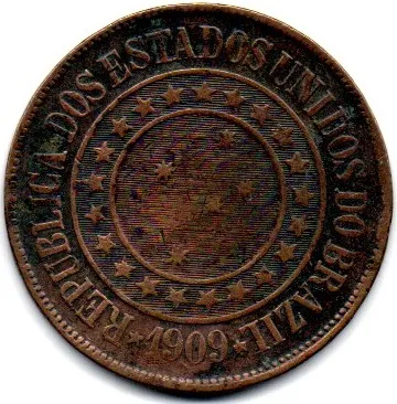 1909 - 40 Réis - Moeda Brasil Imagem