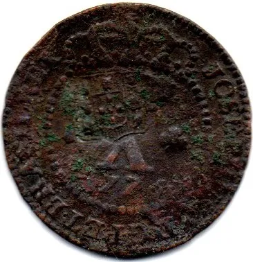 1774 - X Réis - C/ Carimbo de Escudete - Moeda Brasil Colônia