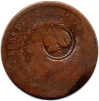 1827R - 40 Réis - C/ Carimbo Geral de 20 - Moeda Brasil Império