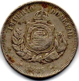 1886 - 50 Réis - Moeda Brasil Império - C/ Solda