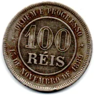 1889 - 100 Réis - Moeda Brasil - Foto 2