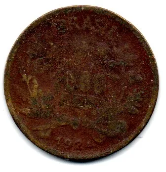 1924 - 1000 Réis - Falsa de Época - Moeda Brasil