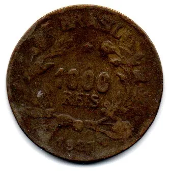 1927 - 1000 Réis - Falsa de Época - Moeda Brasil