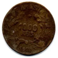1927 - 1000 Réis - Falsa de Época - Moeda Brasil