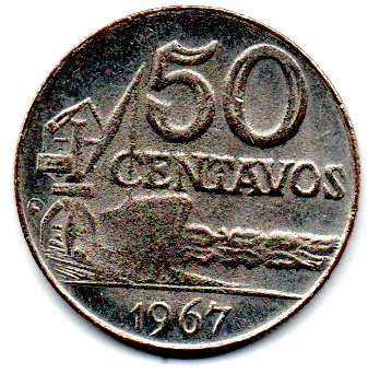 1967 - 50 Centavos - Falsa de Época - Moeda Brasil