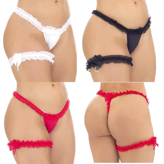 Calcinha Fio em Microfibra com Perneira em Tule Lacinho - Ref.300
