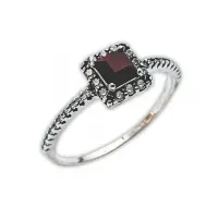 Anel de prata 950 pedra central  Vermelho  - 270203