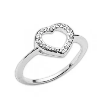 Anel de Prata Feminino - coração com pedras - AN1849