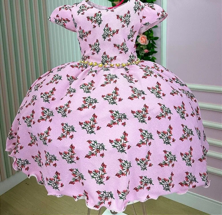 Vestido Floral Rosa/Marsala Mary Kids