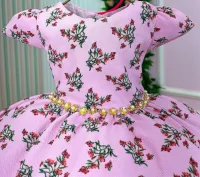 Vestido Floral Rosa/Marsala Mary Kids - Foto 2