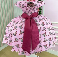 Vestido Floral Rosa/Marsala Mary Kids - Foto 3
