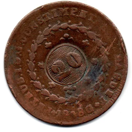 1828G - 80 Réis c/ Carimbo geral de 20 - ERRO: VICES - Moeda Brasil Império