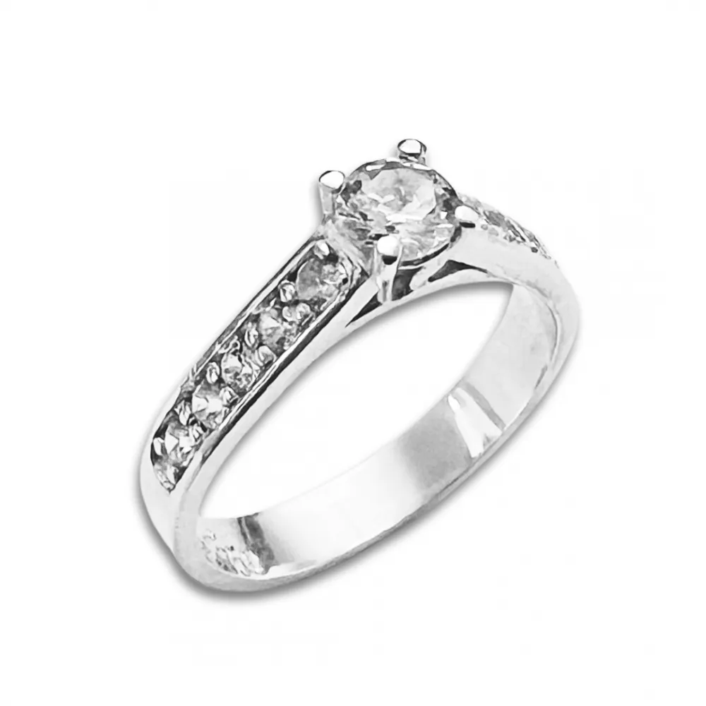 Anel de prata alta 950 solitário - AO3-950 Imagem