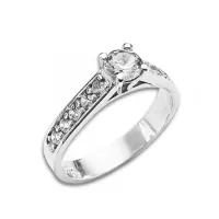 Anel de prata alta 950 solitário - AO3-950