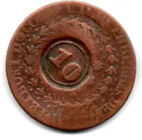 1830C - 40 Réis c/ Carimbo geral de 10 - Moeda Brasil Império
