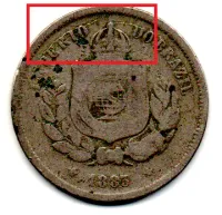 1883 - 100 Réis - ERRO: Cunho Trincado - Moeda Brasil Império