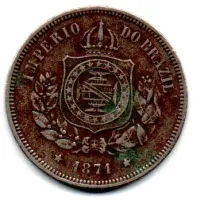 1871 - 100 Réis - Moeda Brasil Império