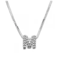 Colar de prata alta 925 letra M cravejada 251712