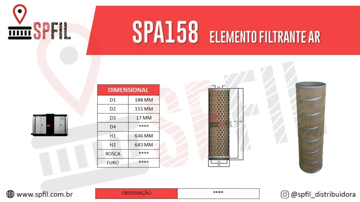 ELEMENTO FILTRANTE AR SPA158