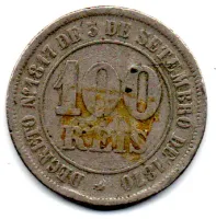 1884 - 100 Réis - Moeda Brasil Império - C/ Danos - Foto 2