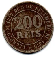 1871 - 200 Réis - Moeda Brasil Império - Foto 2