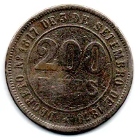 1871 - 200 Réis - Moeda Brasil Império - C/ Danos - Foto 2