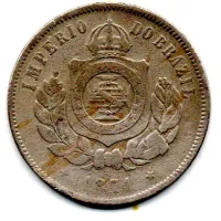 1871 - 200 Réis - Moeda Brasil Império