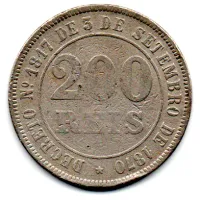 1871 - 200 Réis - Moeda Brasil Império - Foto 2