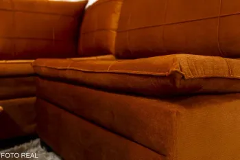 Sofá Canto 5 lugares com Puff Viena Veludo Terracota A33 - Foto 2