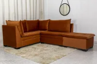 Sofá Canto 5 lugares com Puff Viena Veludo Terracota A33 - Foto 7