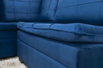 Sofá Canto 5 lugares com Puff Viena Veludo Azul A16 - Foto 2