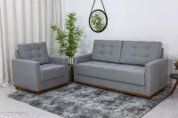 Sofá Áustria 3 Lugares + Poltrona Áustria Cinza A59
