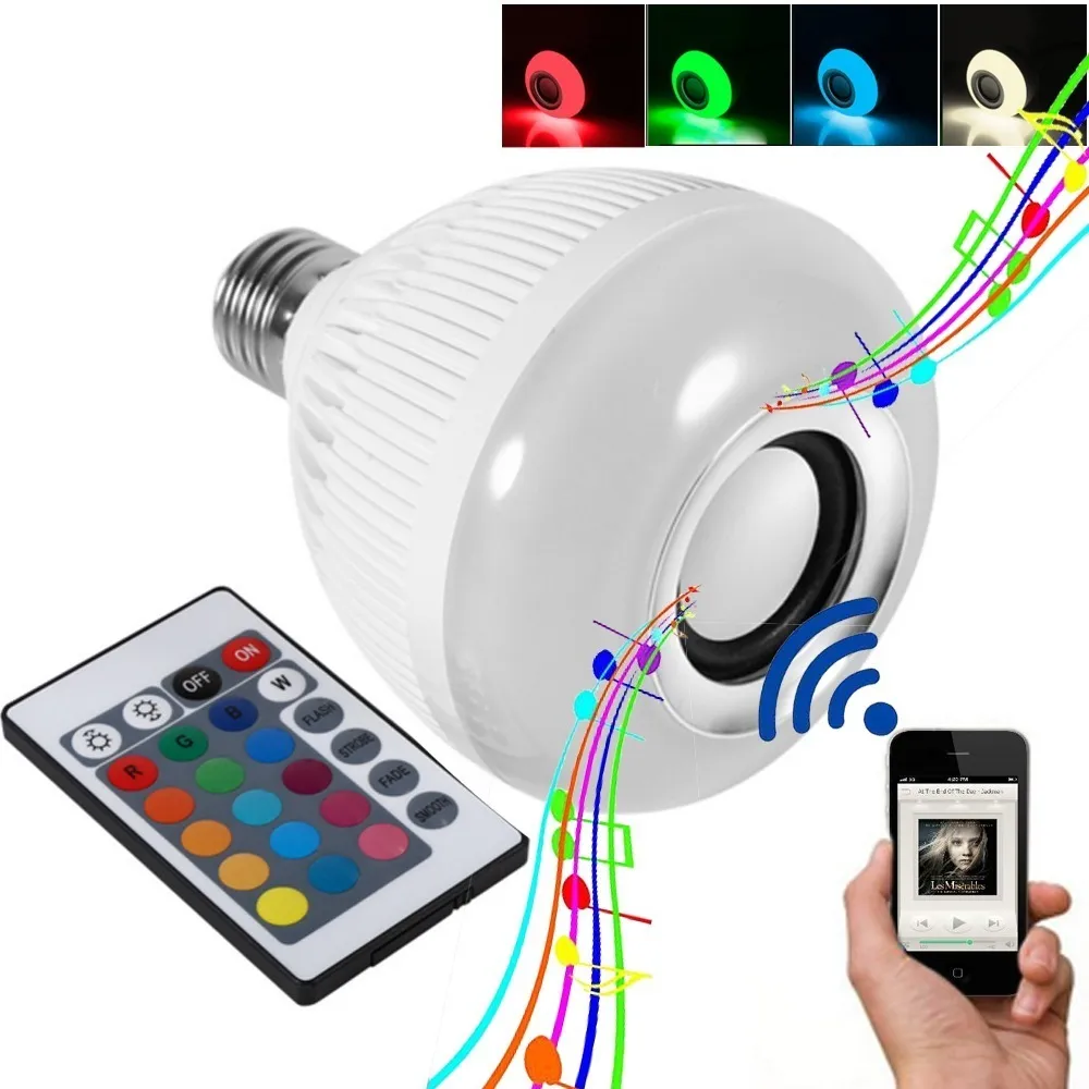 Lâmpada Musical De Led Bulbo Bluetooth Rgb + Controle Remoto 12w Bivolt