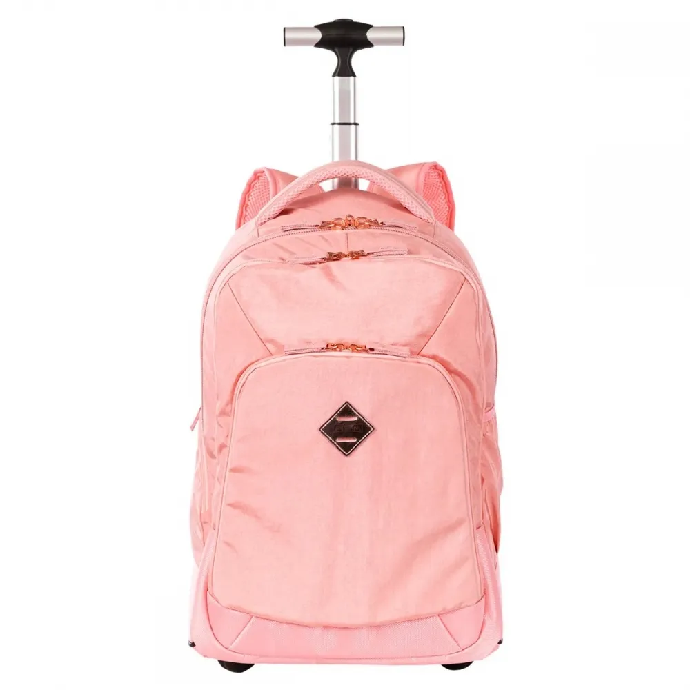 Mochila Carrinho 2 Compartimentos Sestini Rolling Grande - Metálico Rosa Imagem