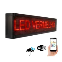 Painel  Display Letreiro Led 400cm X 20cm Vermelho WI-FI Externo - Foto 2