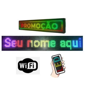 Painel  Display Letreiro Led 160cm X 40cm COLORIDO RGB WI-FI INTERNO - Foto 2