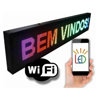 Painel  Display Letreiro Led 100cm X 20cm RGB COLORIDO WI-FI Externo - Foto 2