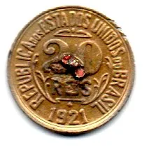 1921 - 20 Réis - Moeda Brasil - C/ Solda