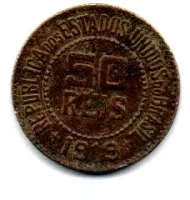 1919 - 50 Réis - Moeda Brasil - C/ Solda
