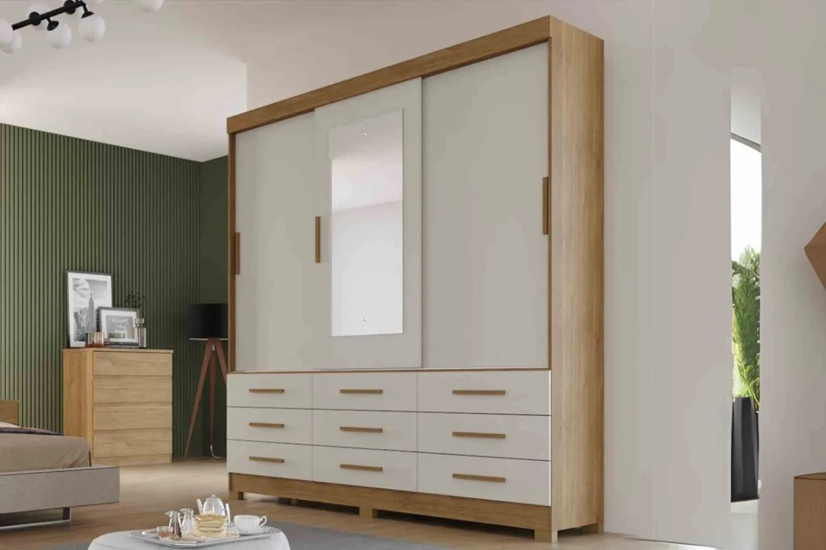 Guarda Roupa - 1430 Buriti 3 Portas, 9 Gavetas RN