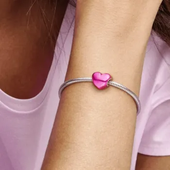 Berloque separador coracao  metalico rosa – Inspiração Pandora - Foto 2