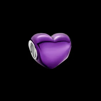 Berloque separador coracao  metalico roxo – Inspiração Pandora