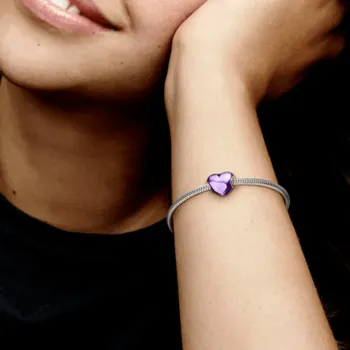 Berloque separador coracao  metalico roxo – Inspiração Pandora - Foto 2