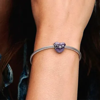 Berloque separador coracao metalico roxo mom – Inspiração Pandora - Foto 2