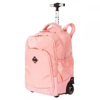 Kit Mochila Carrinho e lancheira térmica 2 Compartimentos Sestini Rolling Grande - Metálico Rosa - Foto 2
