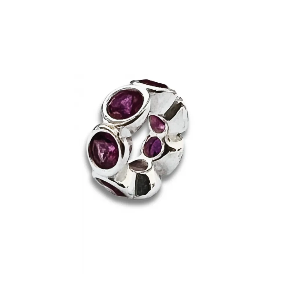  Berloque de Prata 950 - Separador Pedra Vermelho - 250287