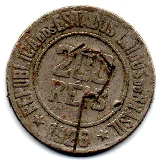 1926 - 200 Réis - Moeda Brasil - C/ Danos